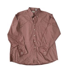 L.L.Bean vintage 100% cotton Men’s Red Check Button Down Dress Shirt Size XL